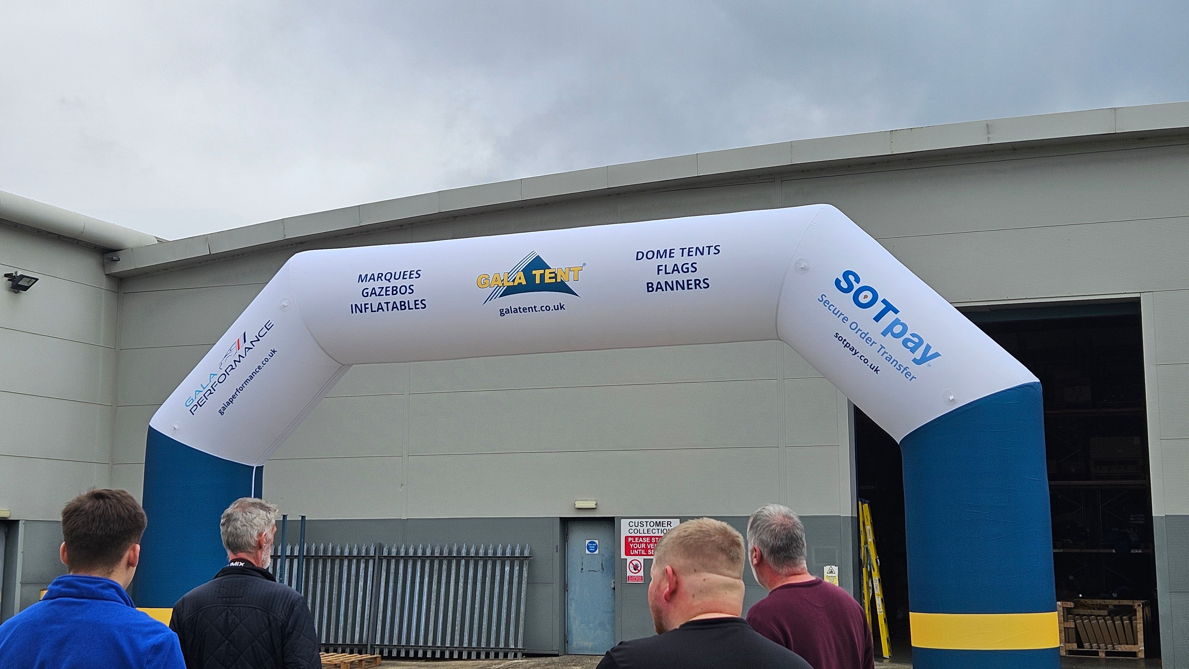 Branded motorsport marquee with printed canopy and walls