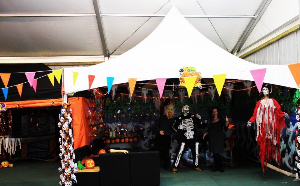 Branded gazebo at a family evening event