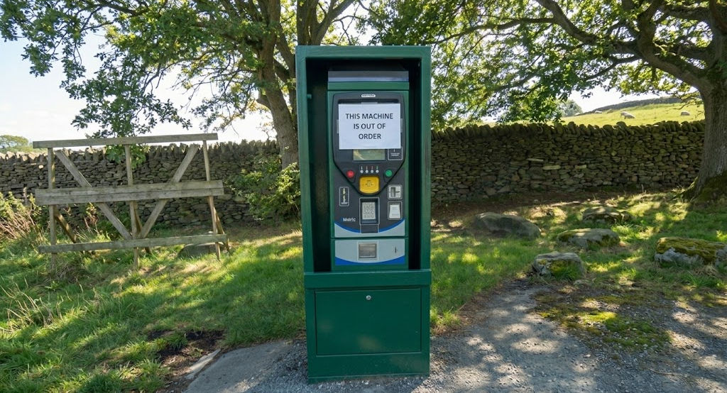 Vandalised pay and display parking machine