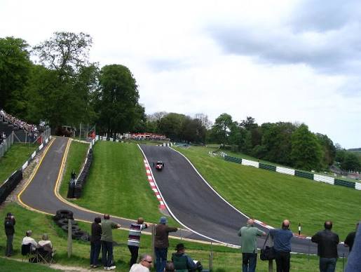 Superbike airborne over the Mountain jump at Cadwell Park