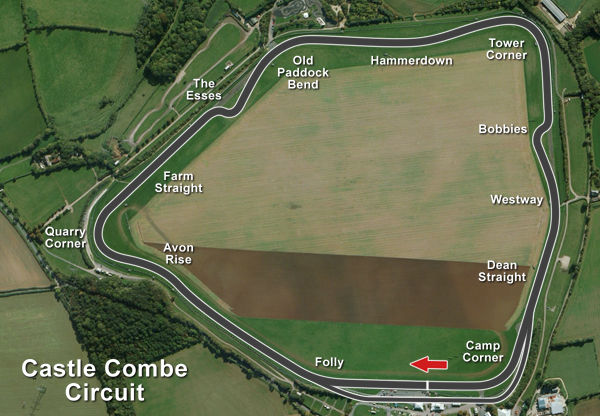 Castle Combe Circuit map showing the layout and corner names