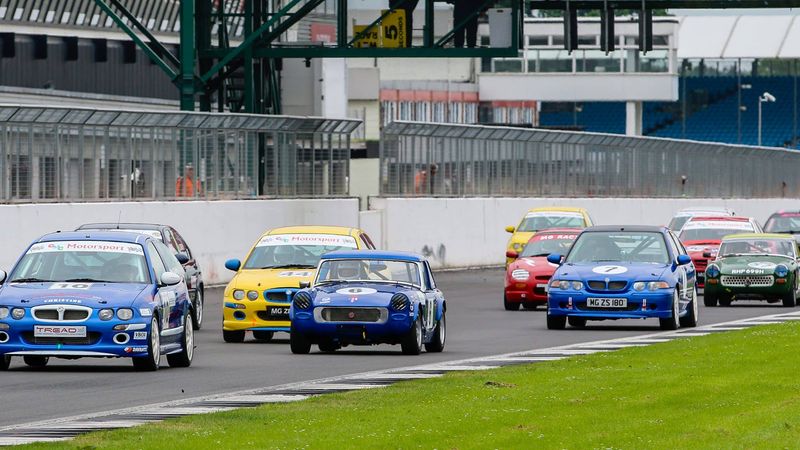 Club racers on a UK circuit grid