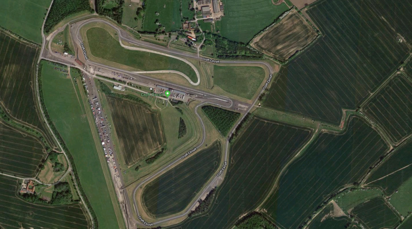Croft Circuit map showing the layout and corner names