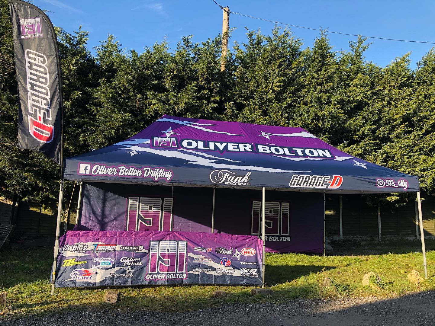 fully branded pop-up motorcycle tent