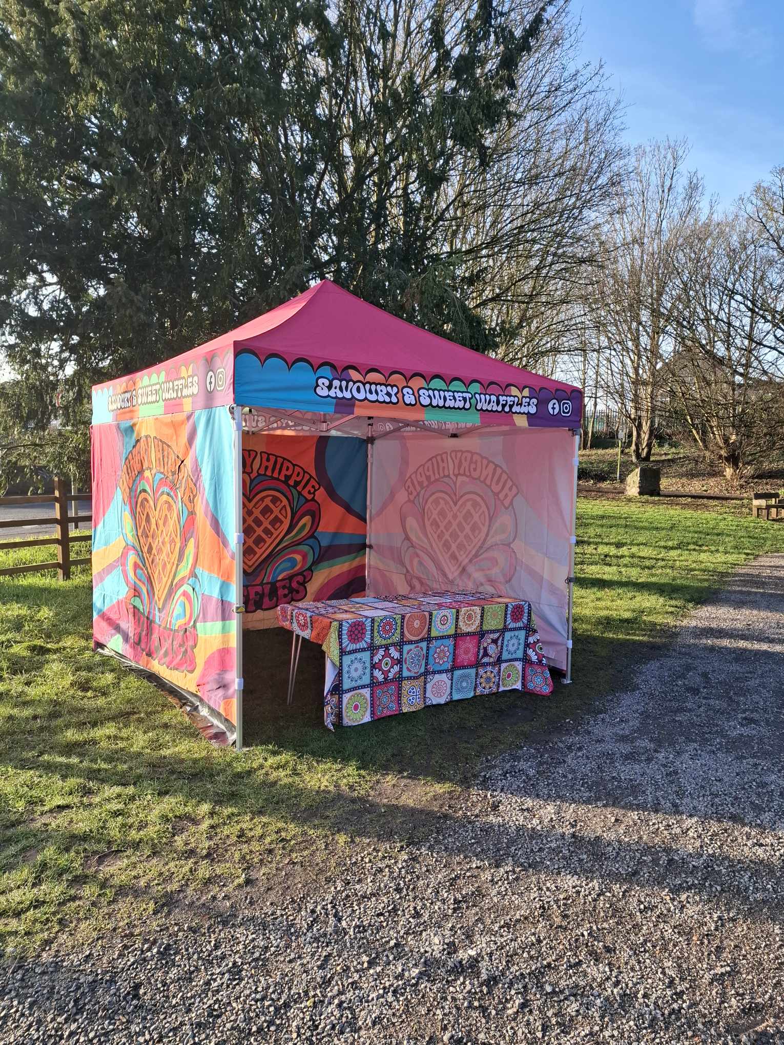 Event stand using a consistent brand colour palette
