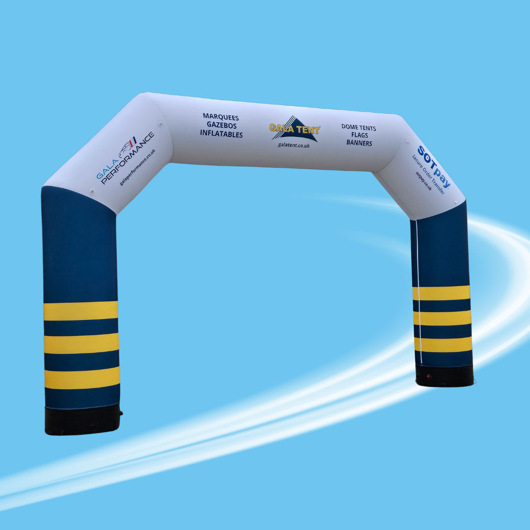 inflatable event entrance arch on blue background