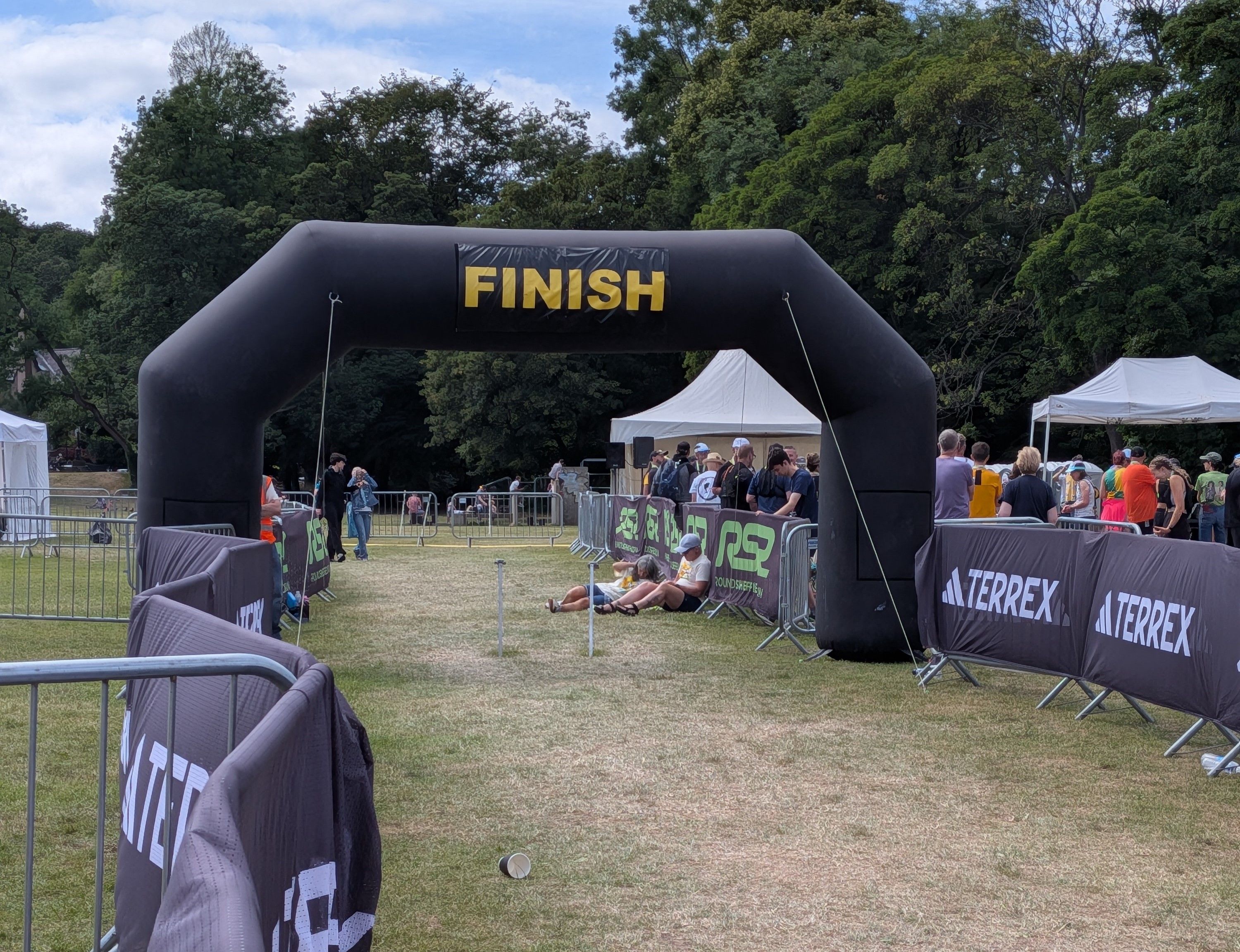 inflatable arch at a cycling event start line