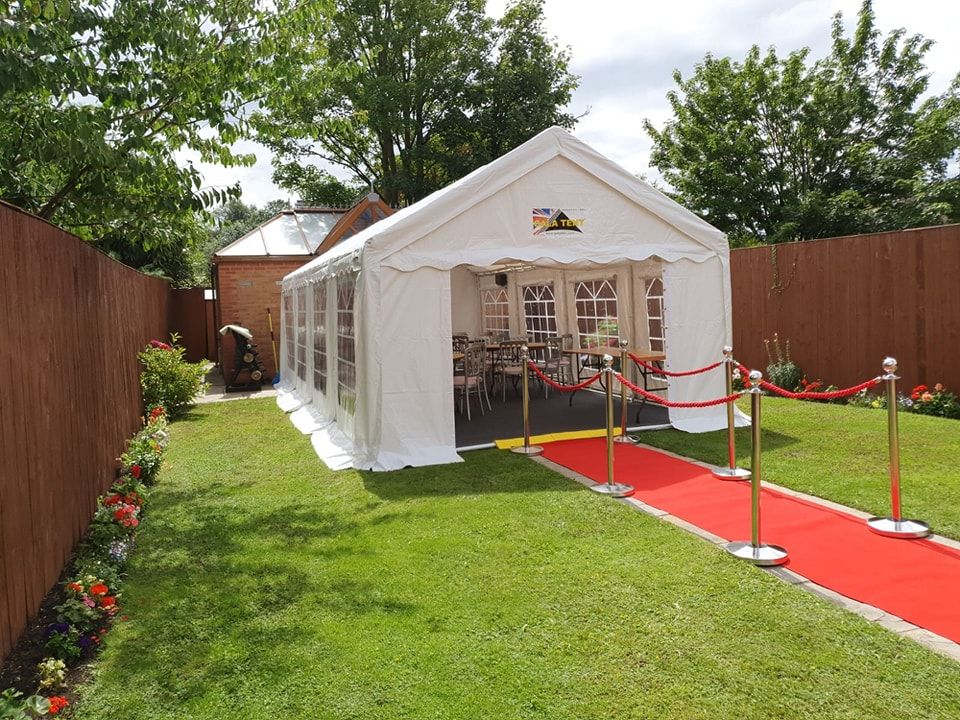 large marquee in a garden