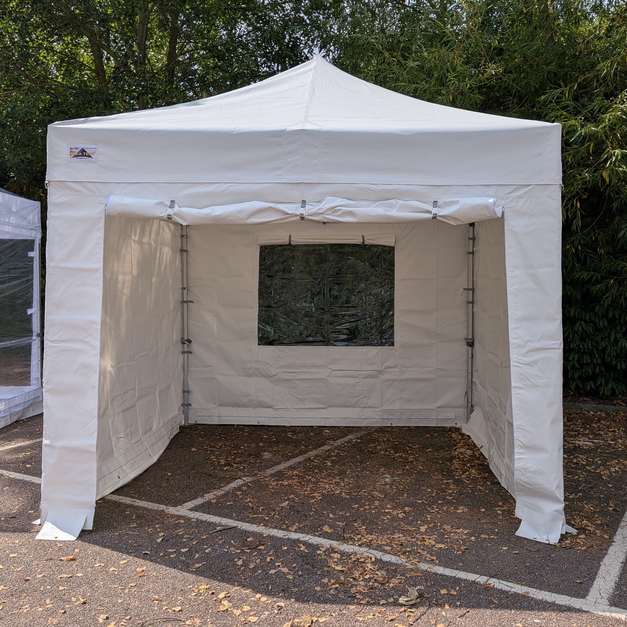 white gazebo with pvc covers