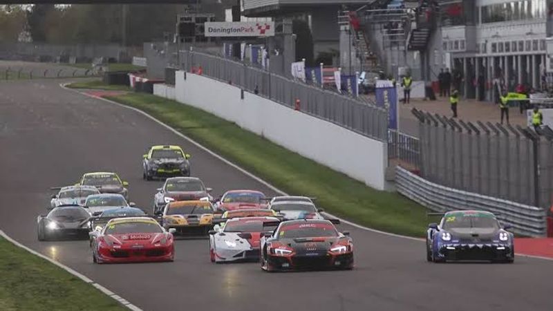 Novice race car with a novice cross on a UK circuit