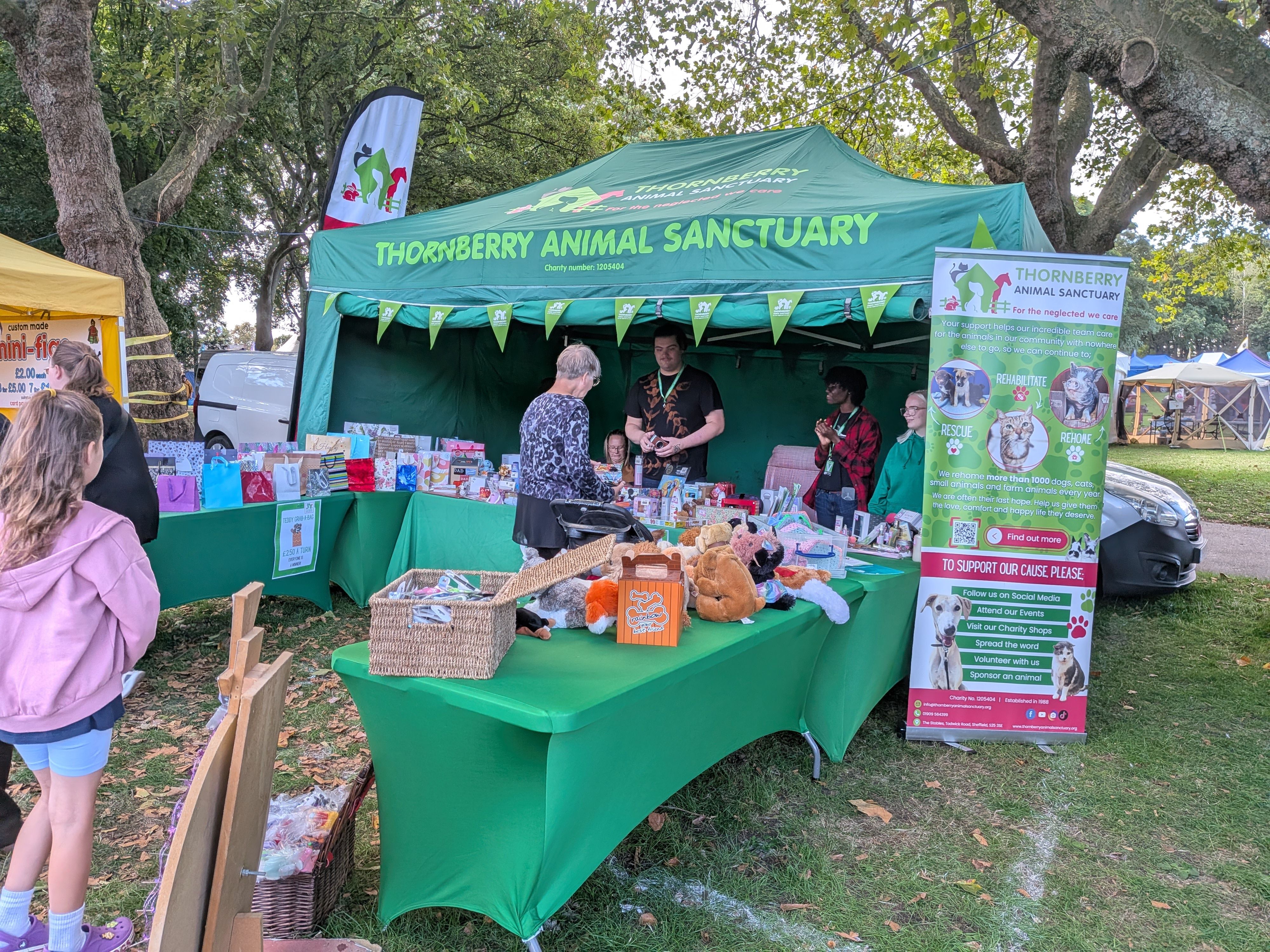 Thornberry Animal Sanctuary's branded fundraising gazebo in use at the Rotherham Show