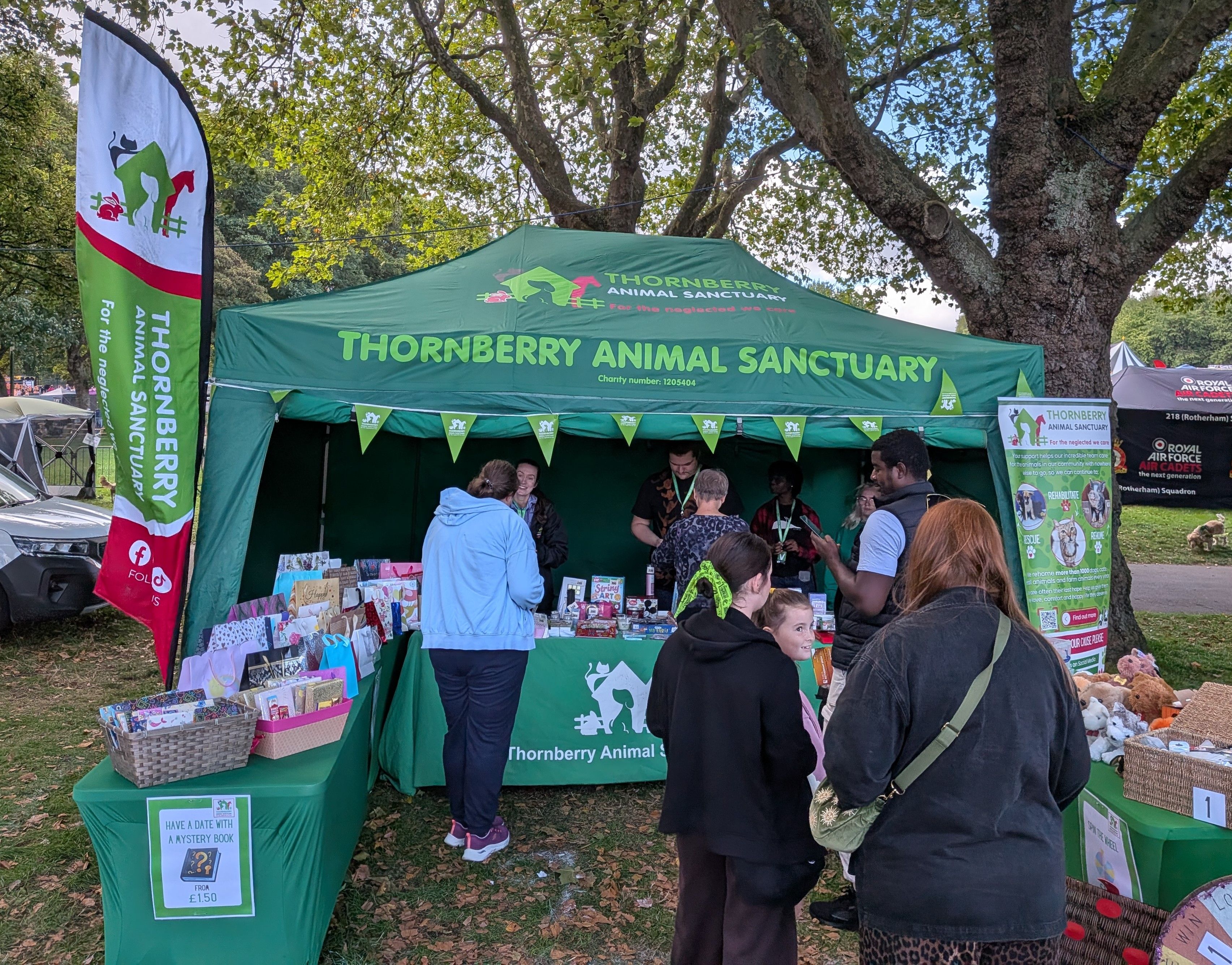 Thornberry Animal Sanctuary's new branded Gala Tent gazebo set up at the Rotherham Show