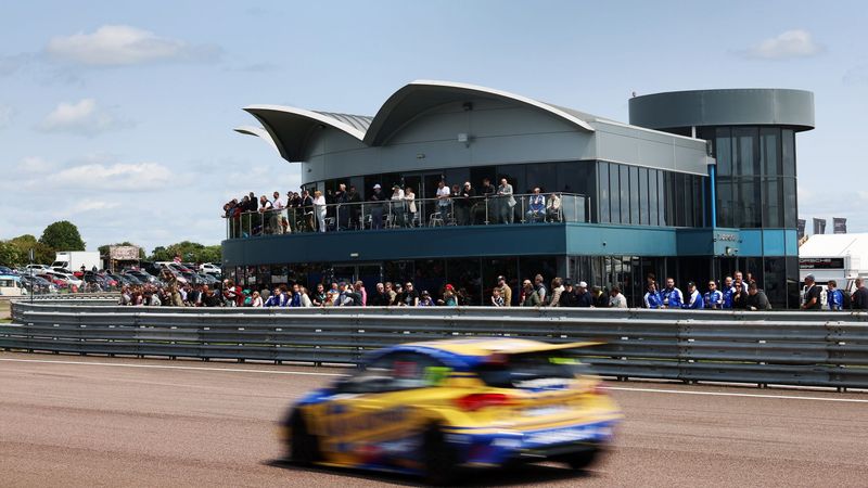 Race car at high speed at Thruxton Circuit