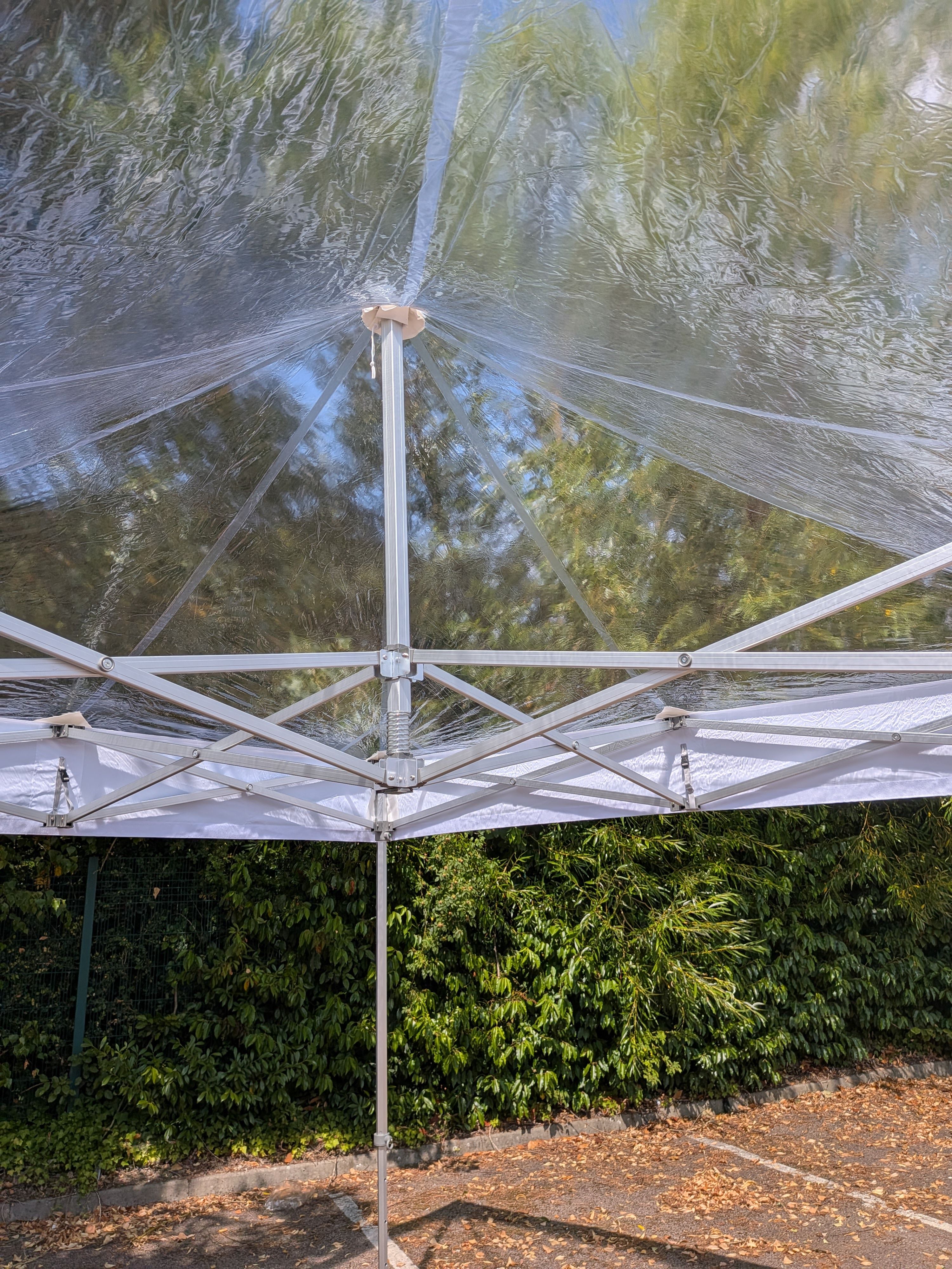 clear PVC canopy on a pop up gazebo