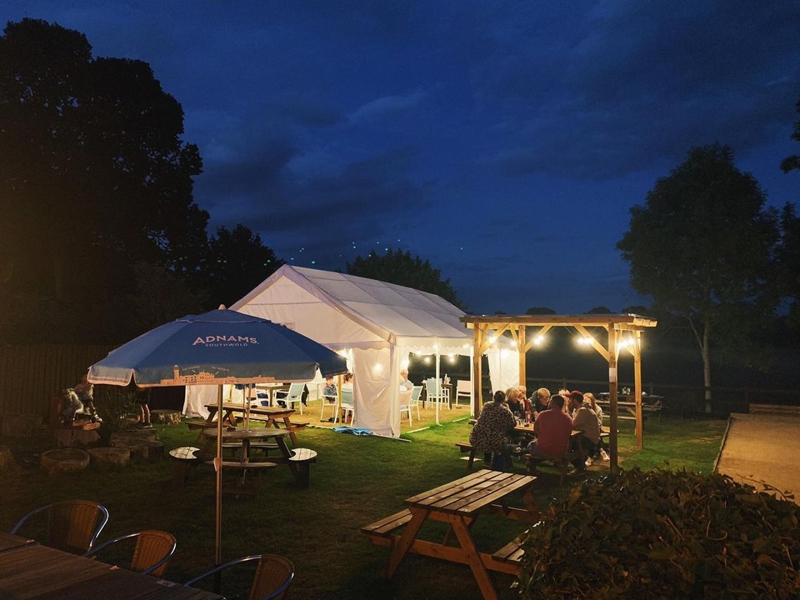 Marquee in a pub beer garden
